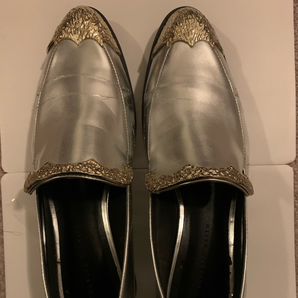 Charles and Keith Silver With Gold Trim Shoes